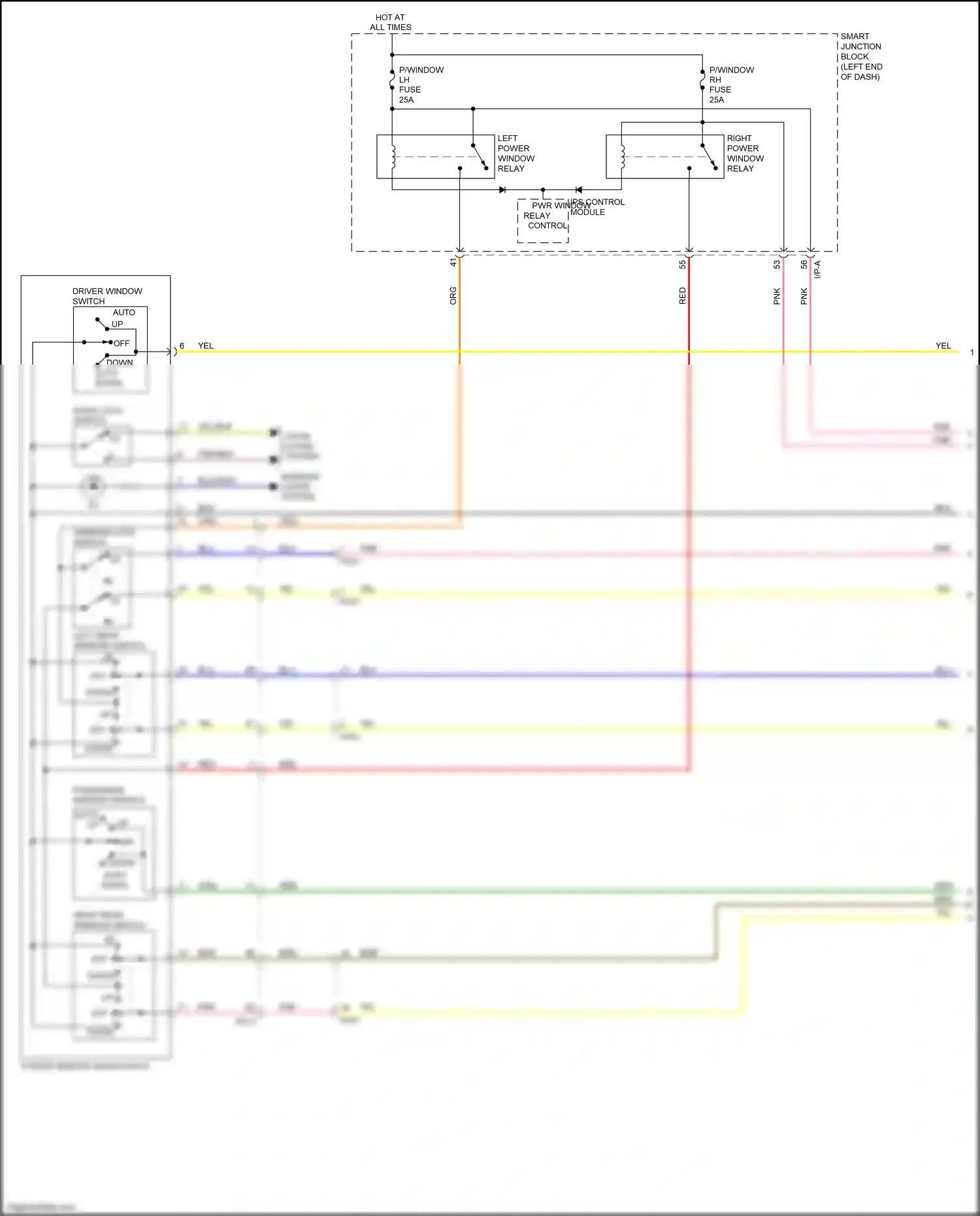 Kia Optima IV facelift (2018-2020) down/ auto down wiring diagram  (1 of 1)