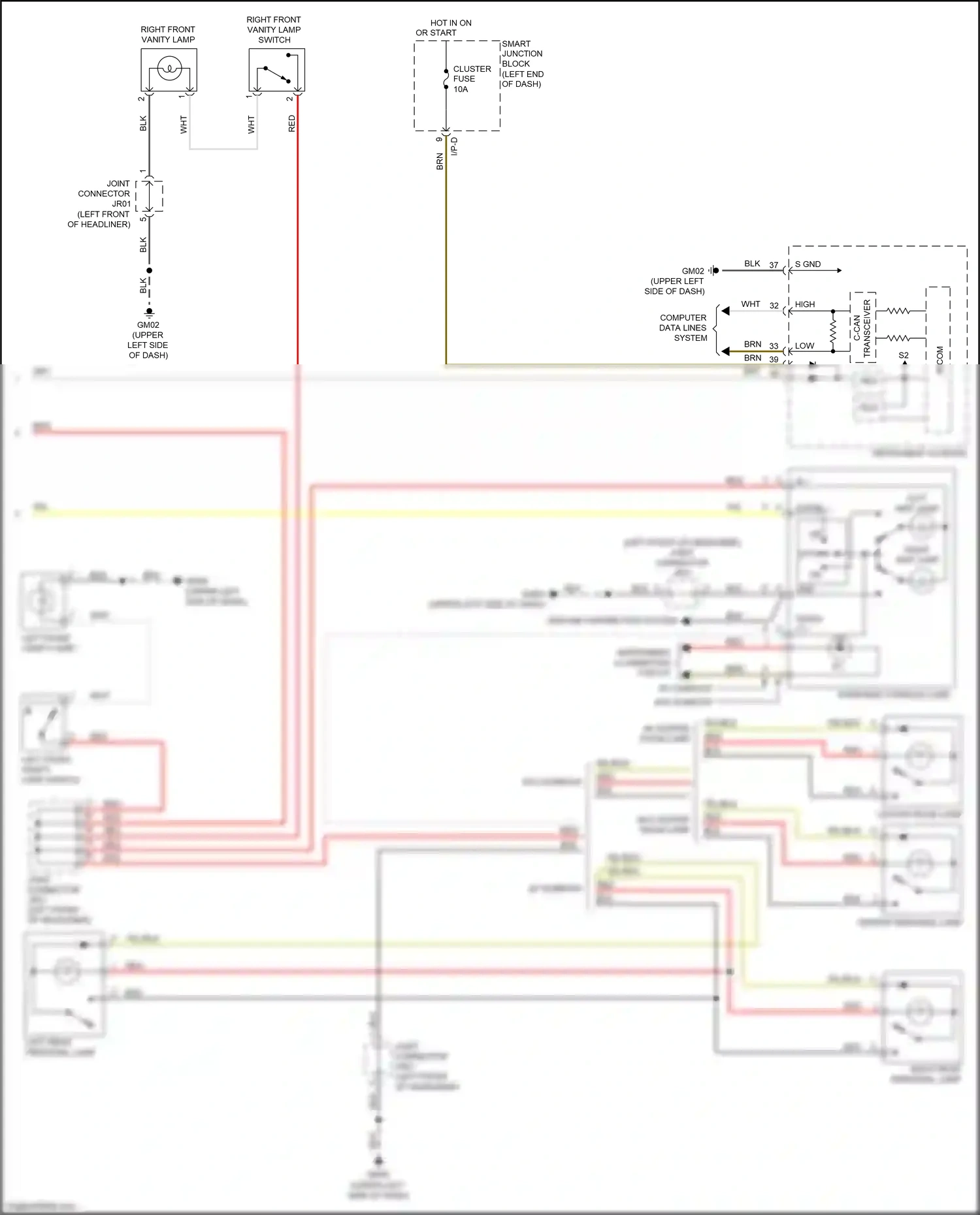 Kia Optima IV facelift (2018-2020) right front vanity lamp switch wiring diagram  (6 of 7)