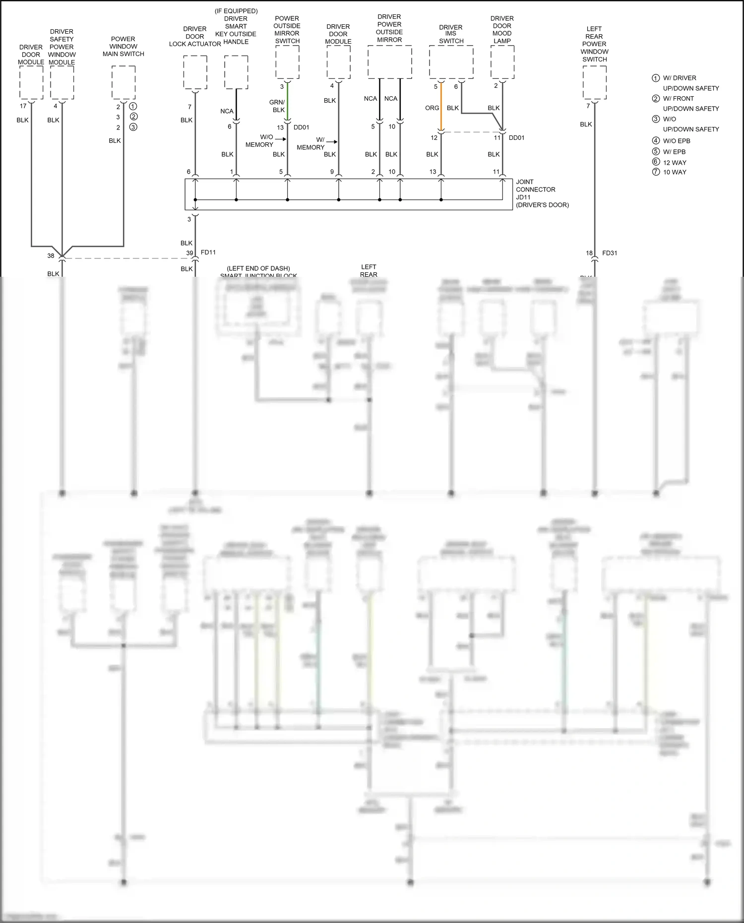 Kia Optima IV (2015-2018) driver power outside mirror wiring diagram  (11 of 19)