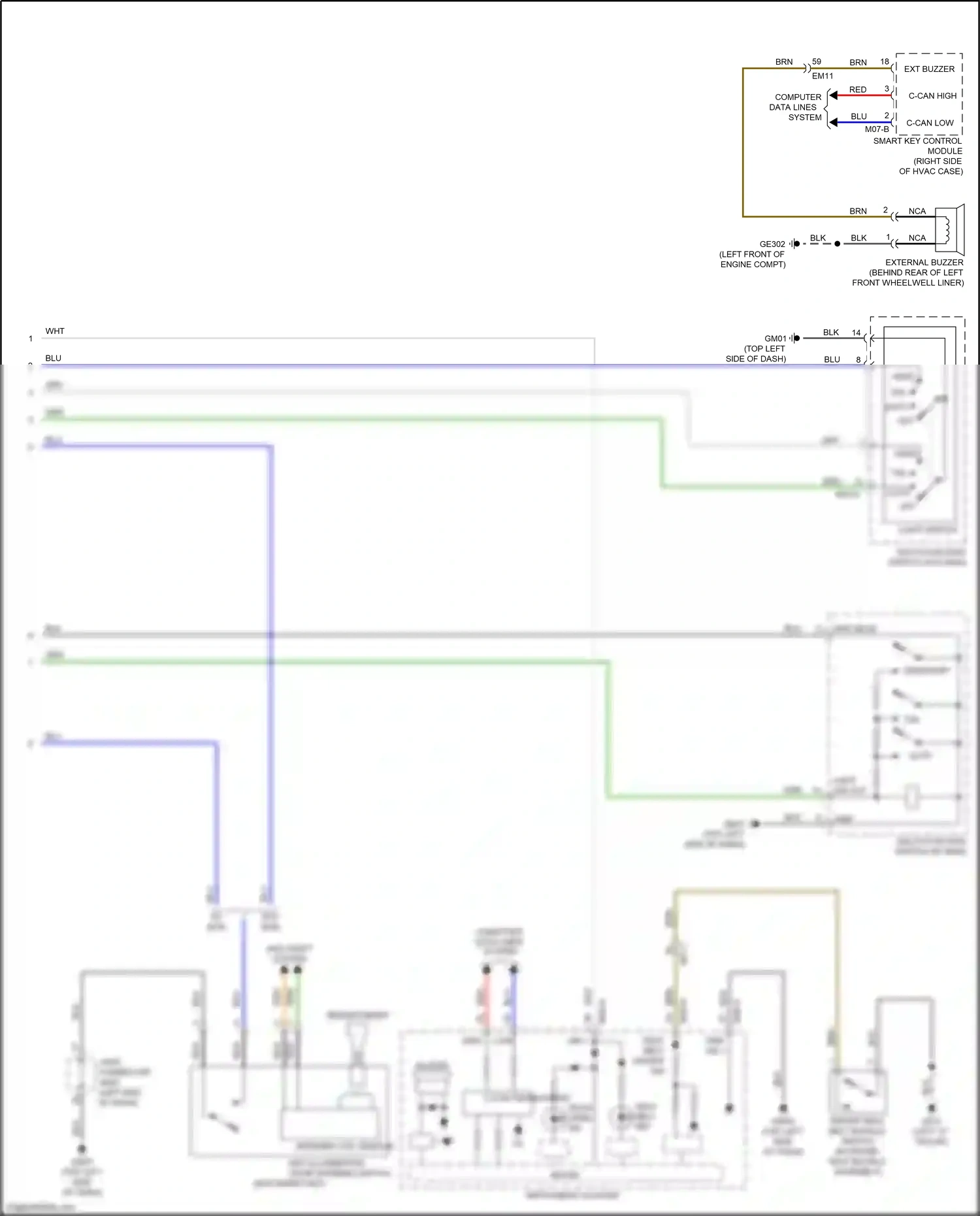 Kia Rio X-Line I (2017-2020) multi-function switch (w/o bcm) wiring diagram  (1 of 2)