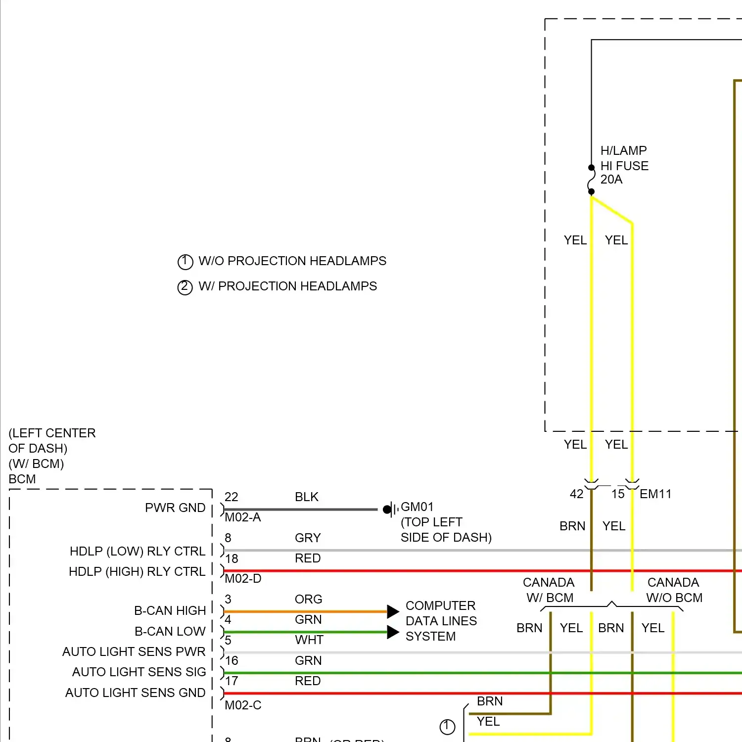 demo - Headlights circuit, w/o led headlamps (1 of 3) Headlights circuit, w/o led headlamps (1 of 3)