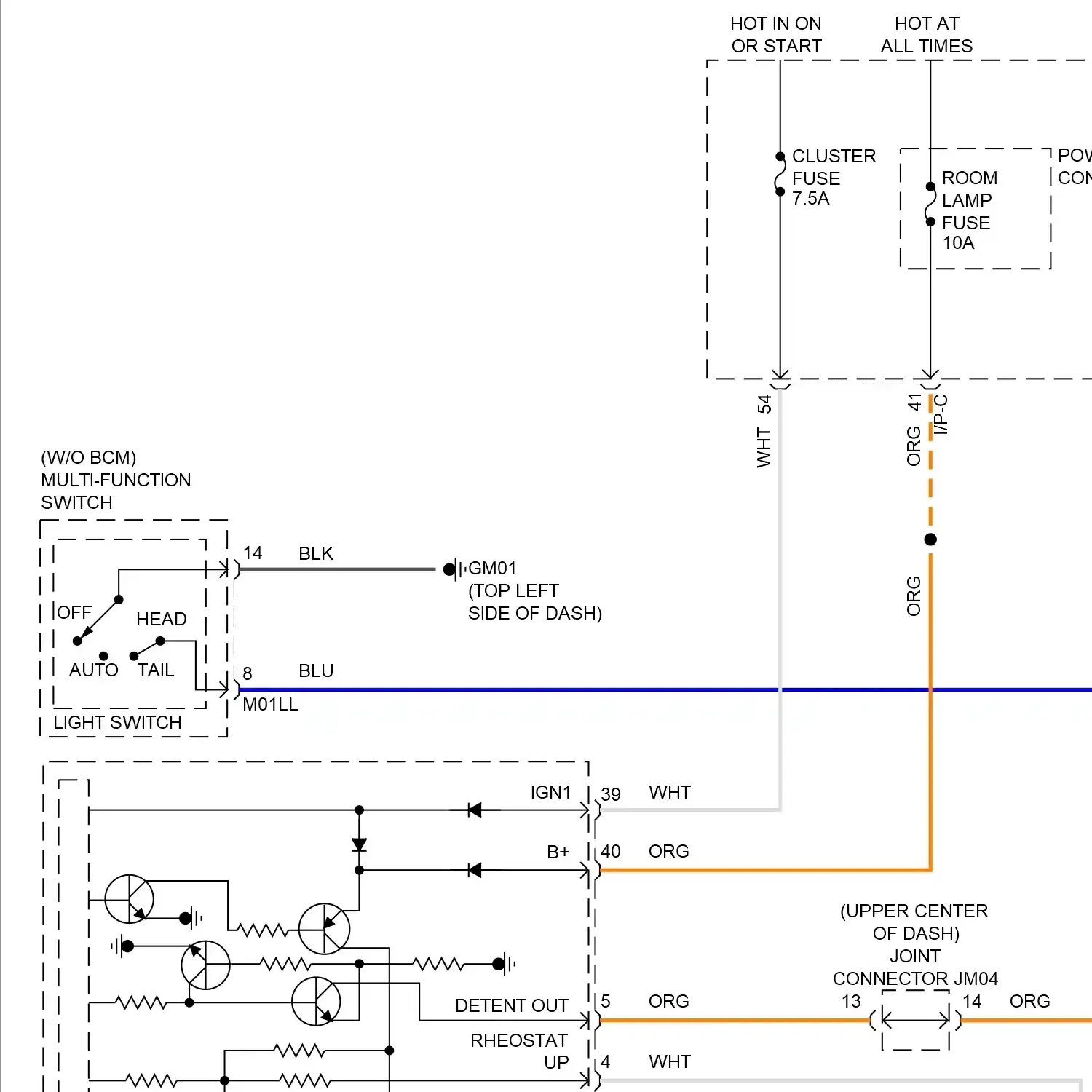 demo - Instrument illumination circuit (1 of 2) Instrument illumination circuit (1 of 2)