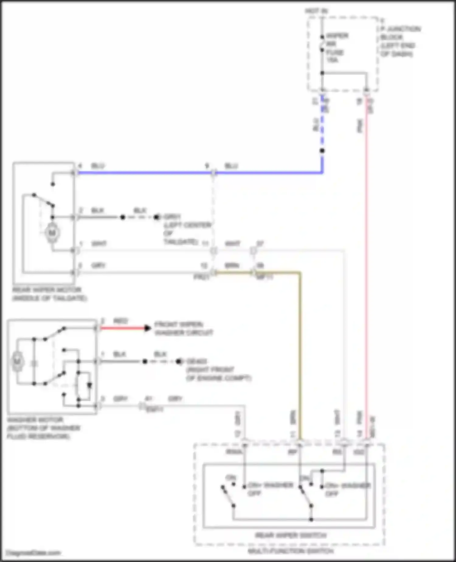 Wiring diagram front wiper/ washer circuit for Kia Rio X I (2020-2024) (2 of 2)