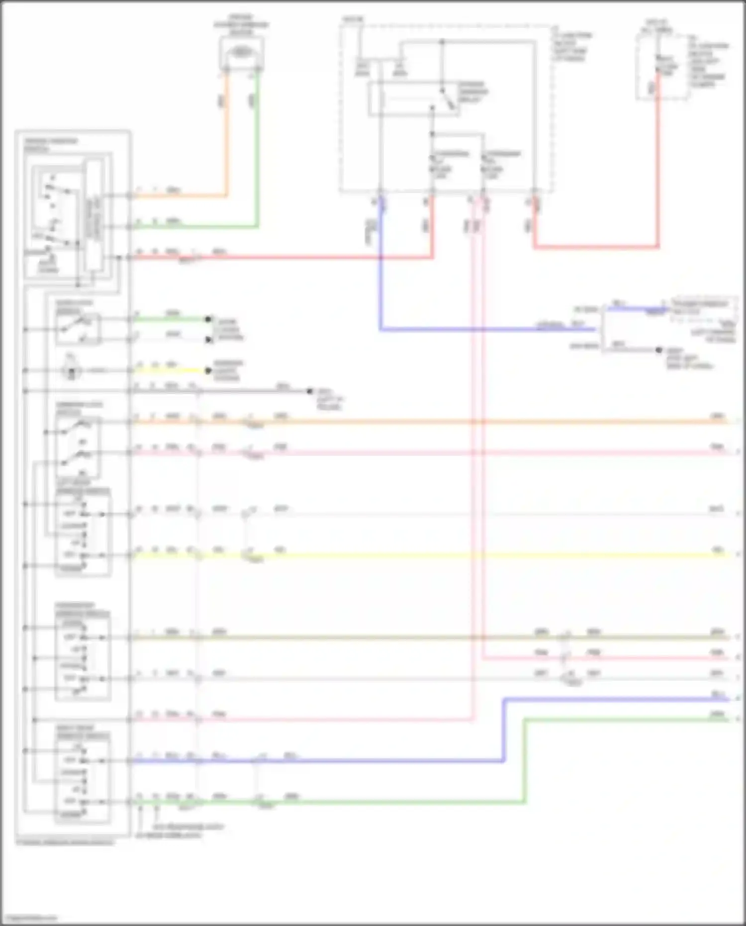 Wiring diagram passenger window switch for Kia Rio X I (2020-2024) (1 of 2)