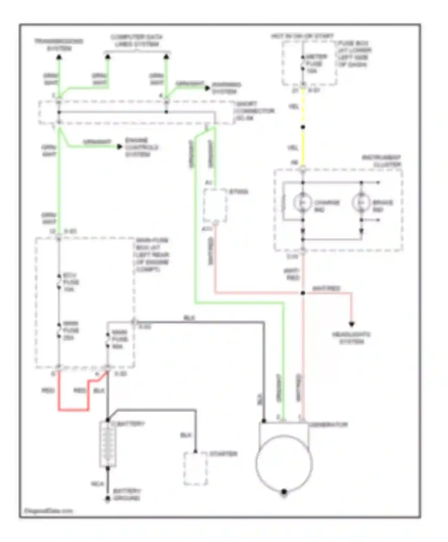 Wiring diagram computer data lines system for Kia Rio I facelift (2002-2005) (1 of 2)
