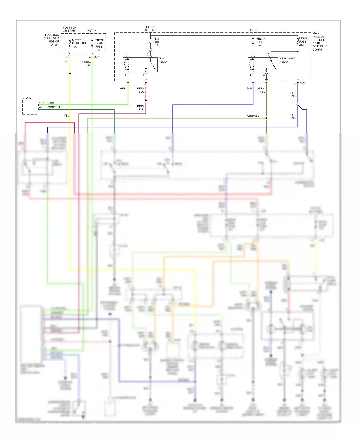 Kia Rio I facelift (2002-2005) engine control module (behind left kick panel) wiring diagram  (4 of 6)