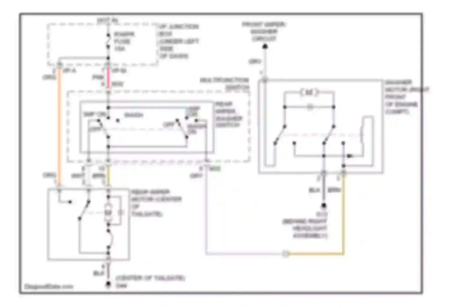 Rio Kia II facelift (2009-2011): Rear wiper/washer circuit