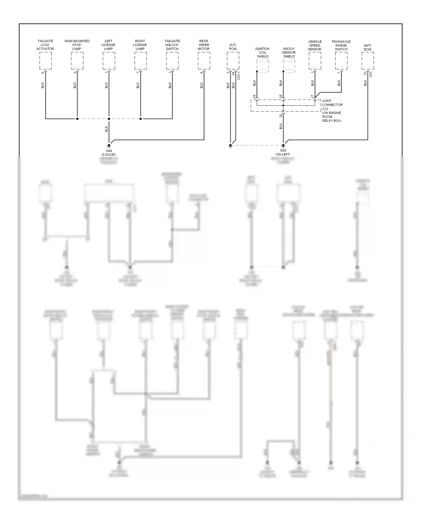 Kia Rio II facelift (2009-2011) transaxle wiring diagram  (1 of 2)