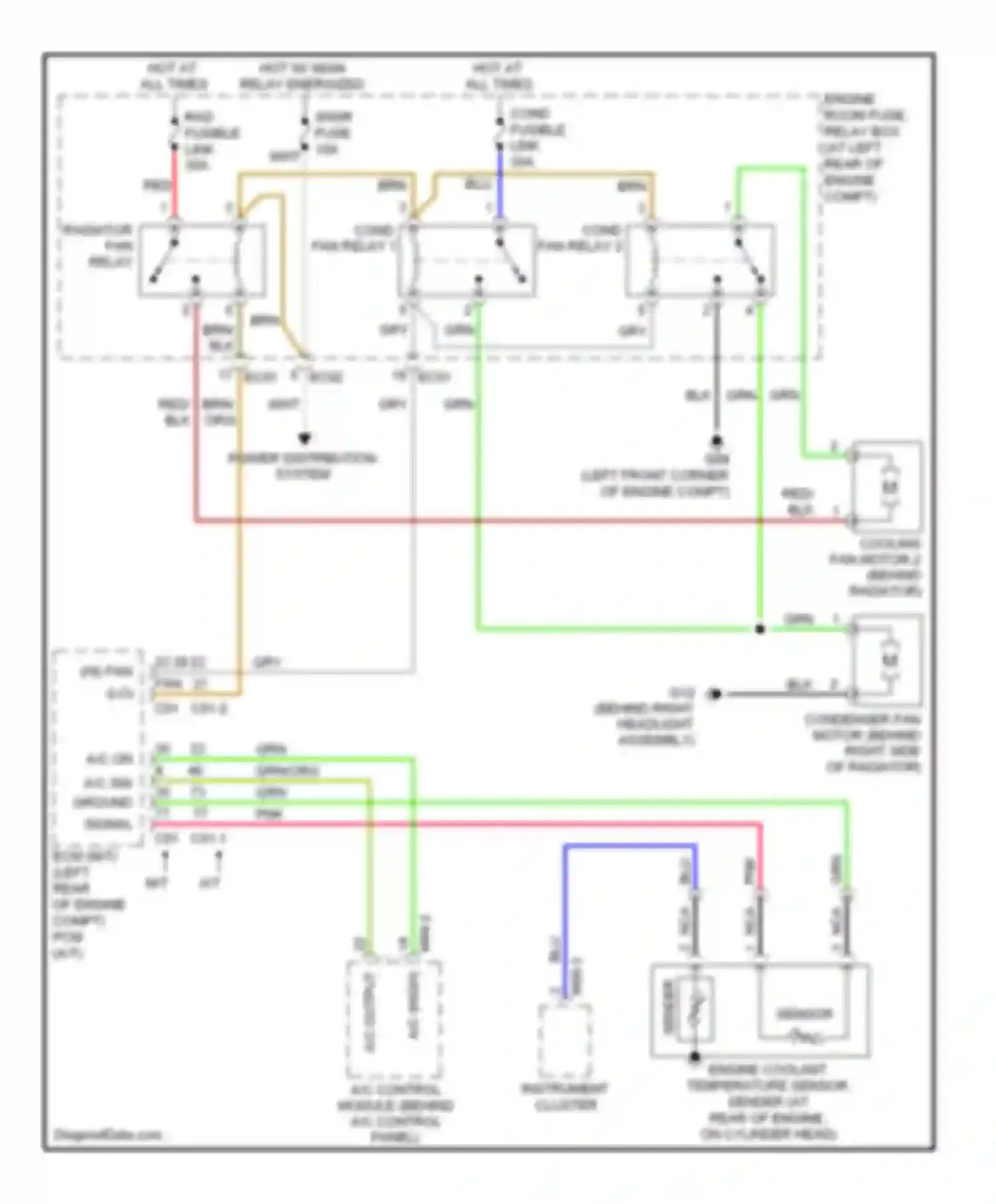 Wiring diagram a/c output for Kia Rio II (2005-2009) (1 of 1)