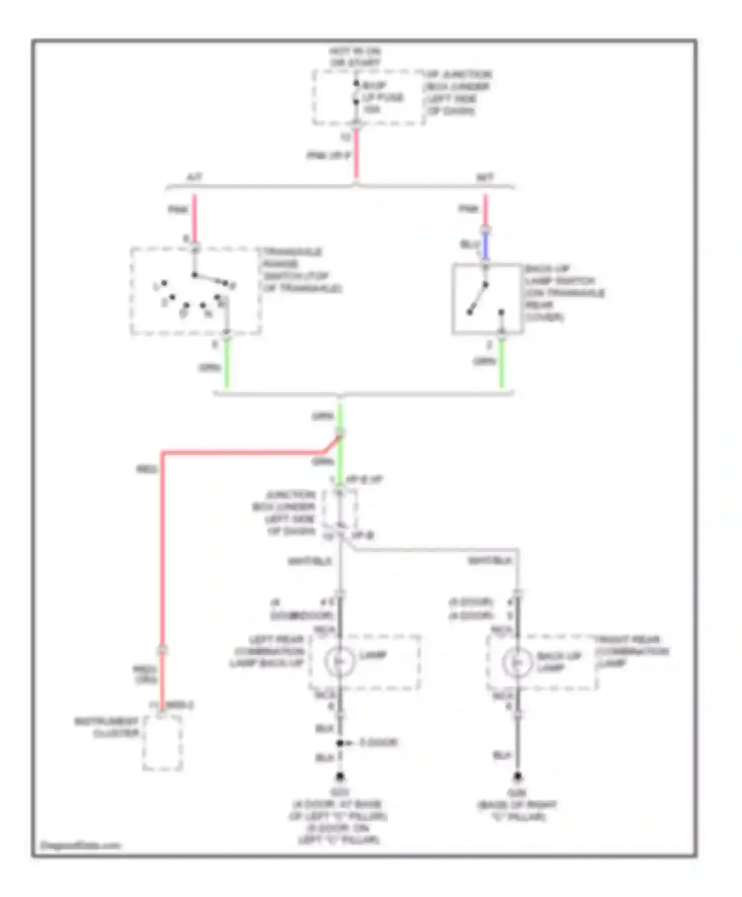 Wiring diagram right rear combination lamp for Kia Rio II (2005-2009)