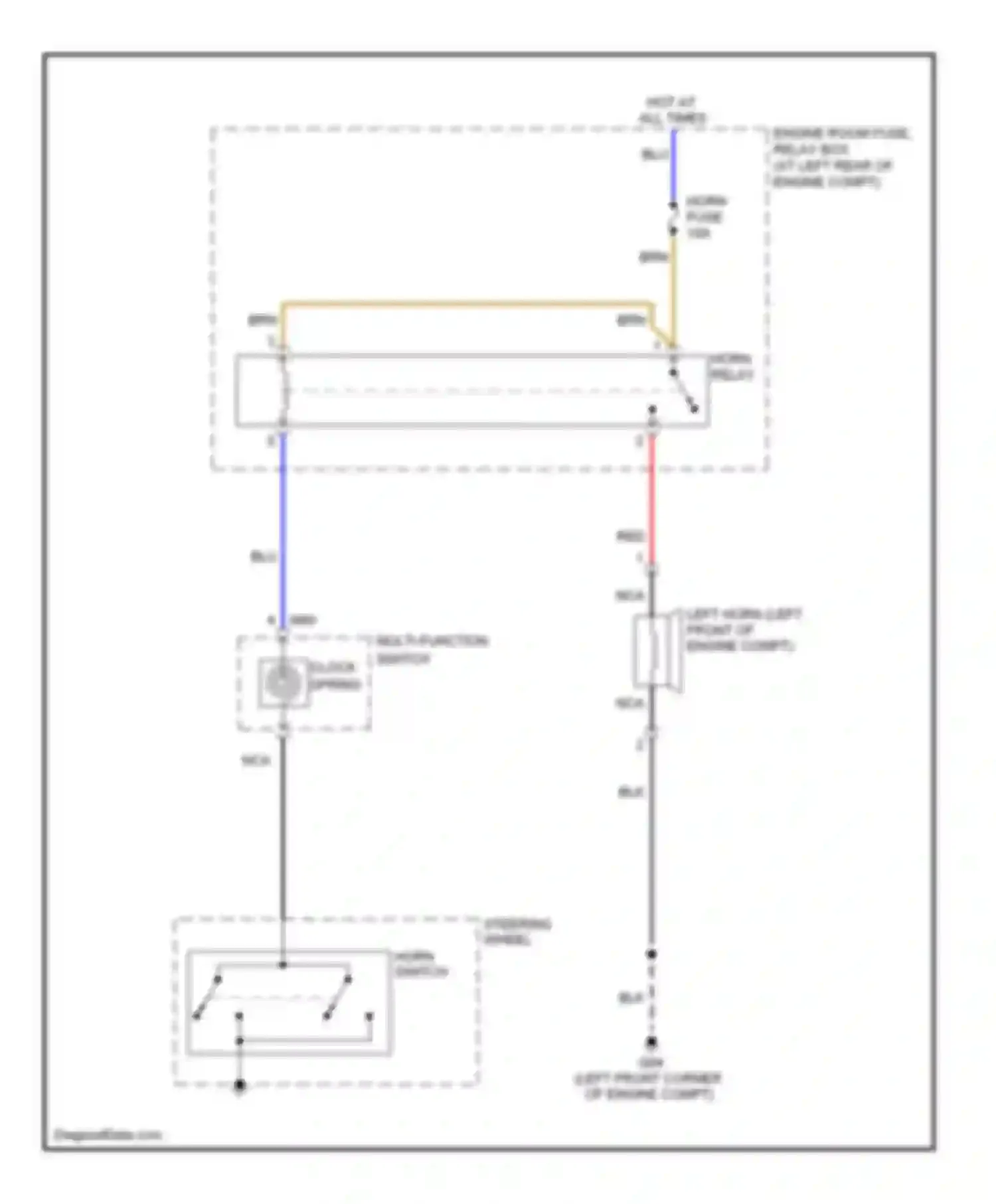 Wiring diagram horn switch for Kia Rio II (2005-2009) (1 of 1)