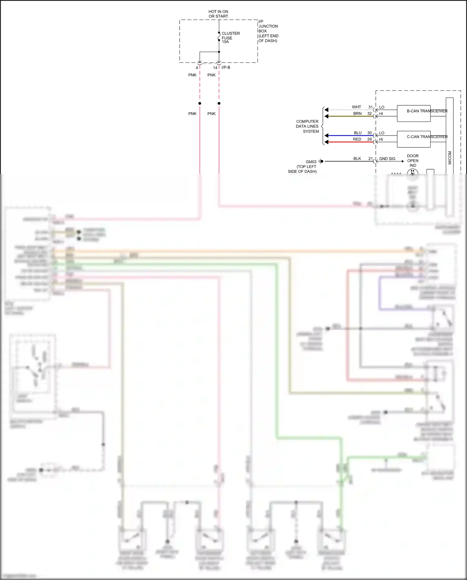 Wiring diagram driver door switch for Kia Rio III facelift (2015-2017) (1 of 5)