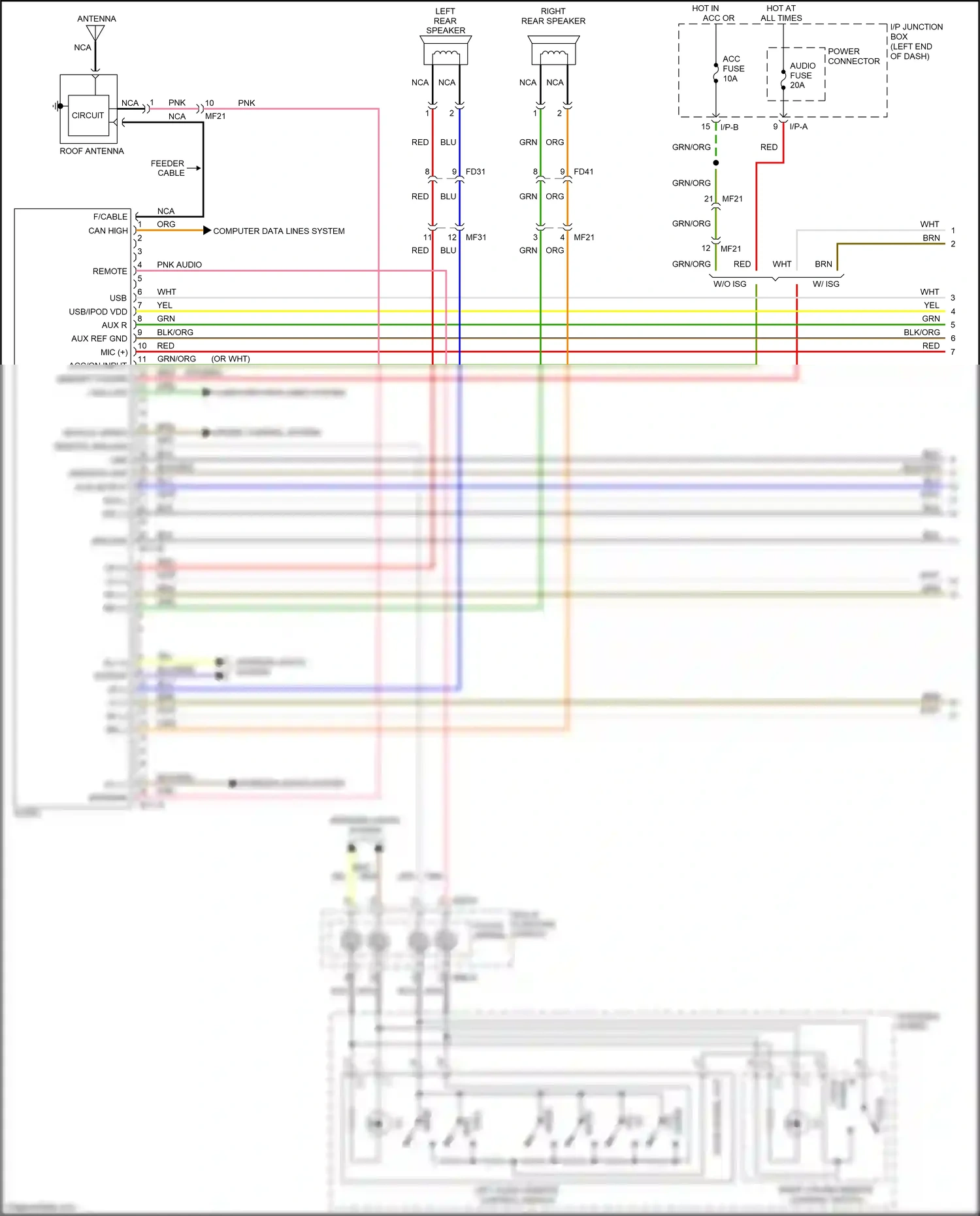 Wiring diagram feeder cable for Kia Rio III facelift (2015-2017) (3 of 4)