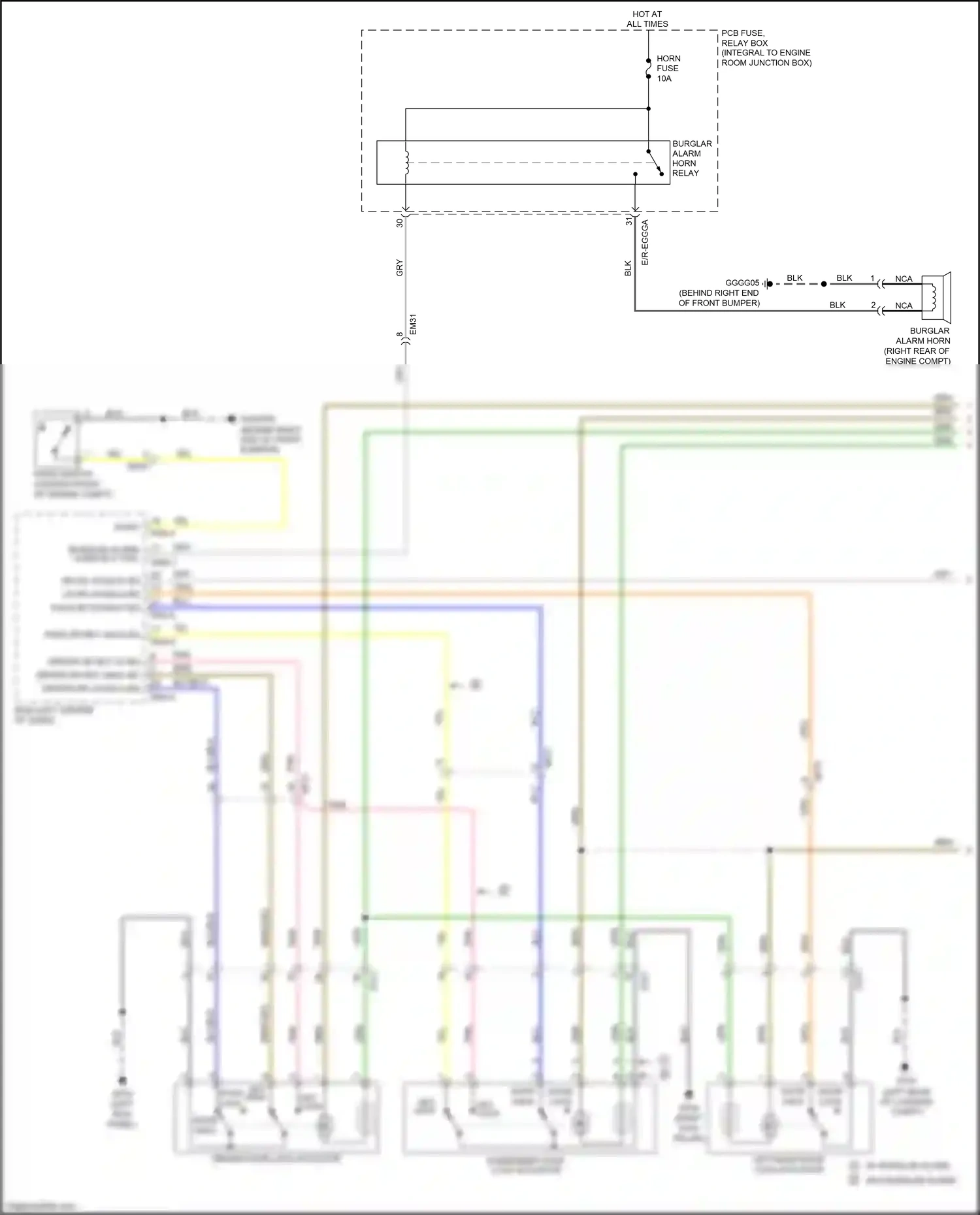 Wiring diagram hood switch for Kia Rio III facelift (2015-2017) (1 of 3)