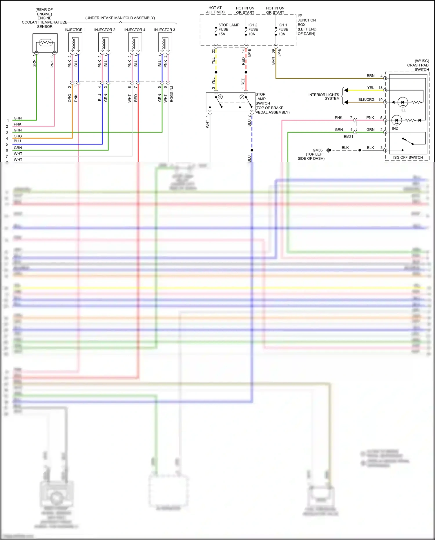 Wiring diagram injector 1 for Kia Rio III facelift (2015-2017) (2 of 2)