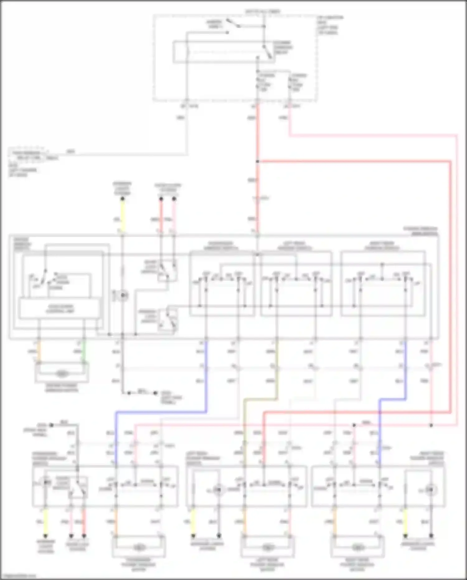 Wiring diagram left rear power window switch for Kia Rio III facelift (2015-2017) (5 of 5)