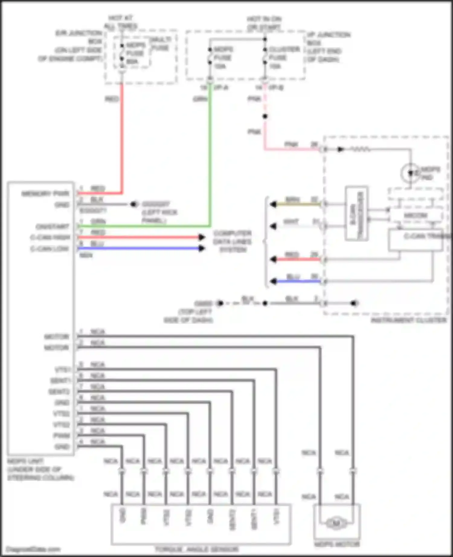 Wiring diagram mdps unit for Kia Rio III facelift (2015-2017) (2 of 6)