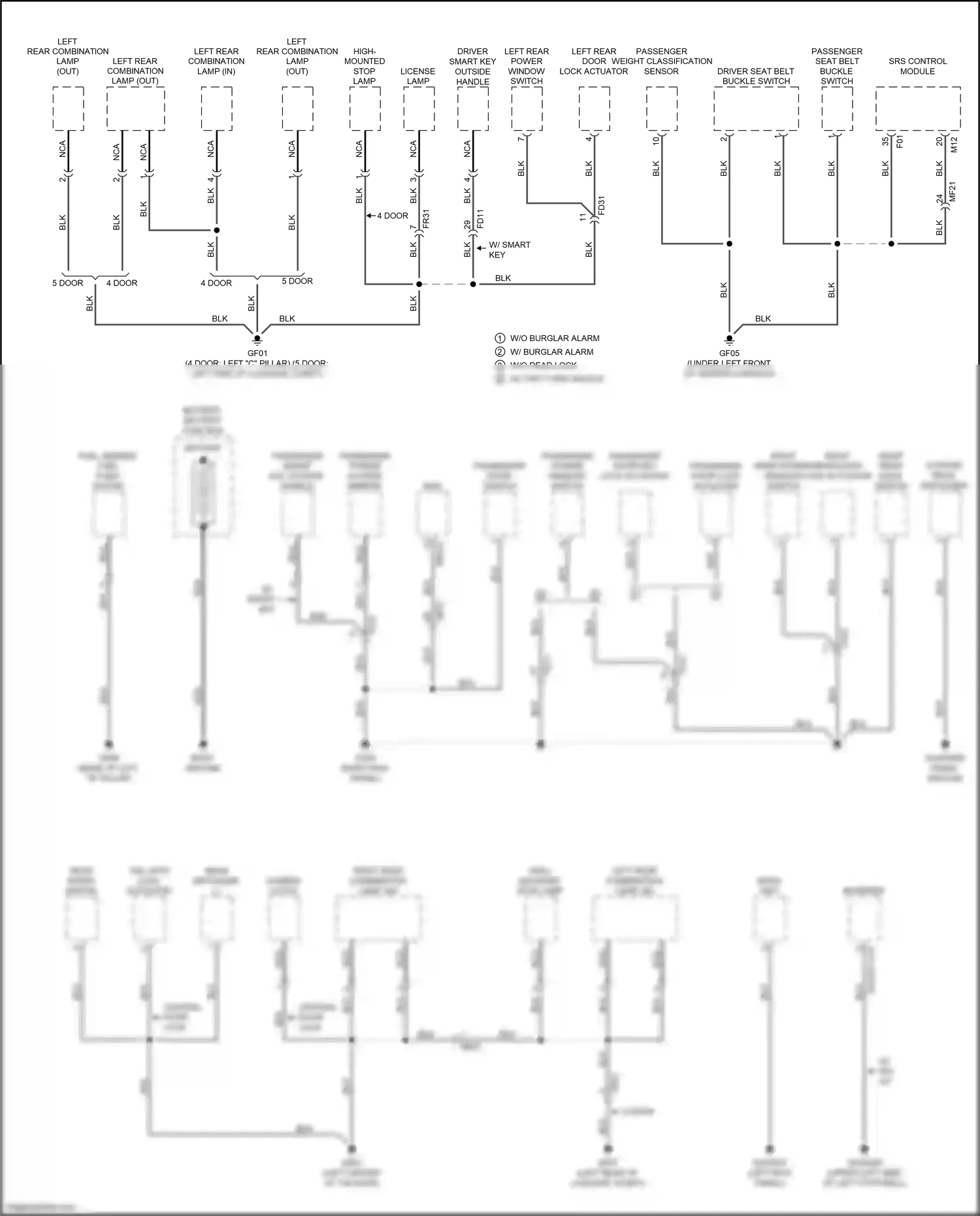 Wiring diagram quarter panel ground for Kia Rio III facelift (2015-2017) (3 of 3)