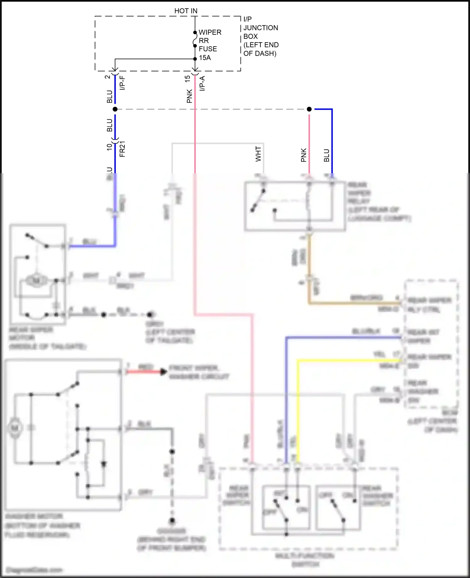 Wiring diagram rear washer switch for Kia Rio III facelift (2015-2017) (1 of 1)