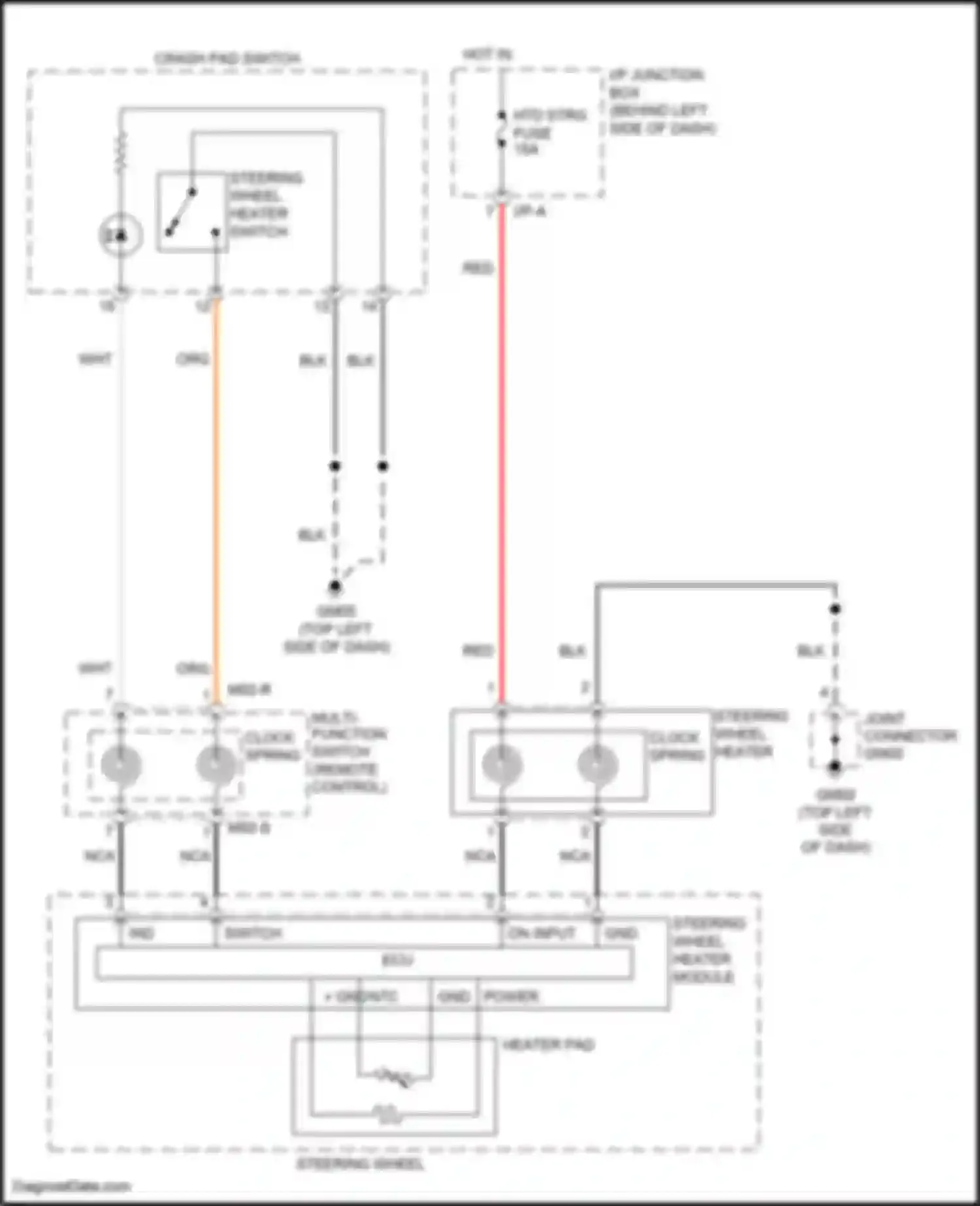 Rio Kia III (2011-2015): Heated steering wheel circuit