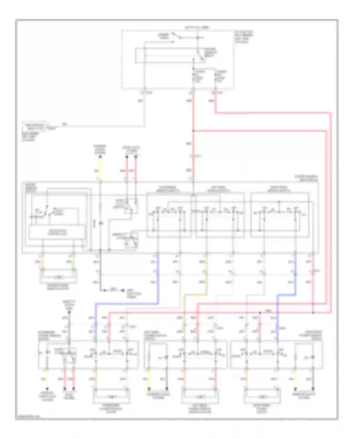 Rio Kia III (2011-2015): Power windows circuit, without driver safety power windows