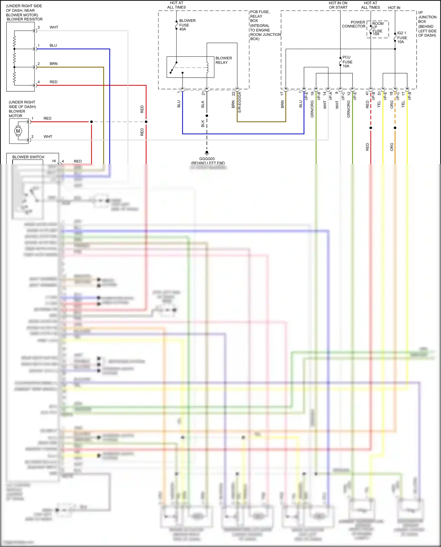 Kia Rio III (2011-2015) blower switch wiring diagram  (2 of 2)
