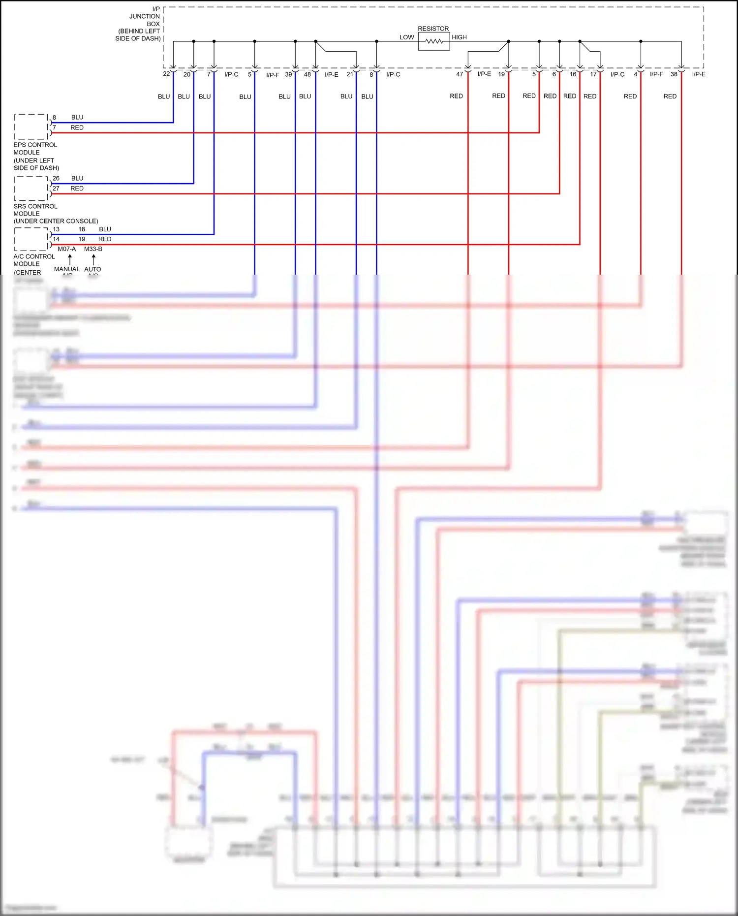 Wiring diagram passenger's seat) for Kia Rio III (2011-2015) (1 of 2)