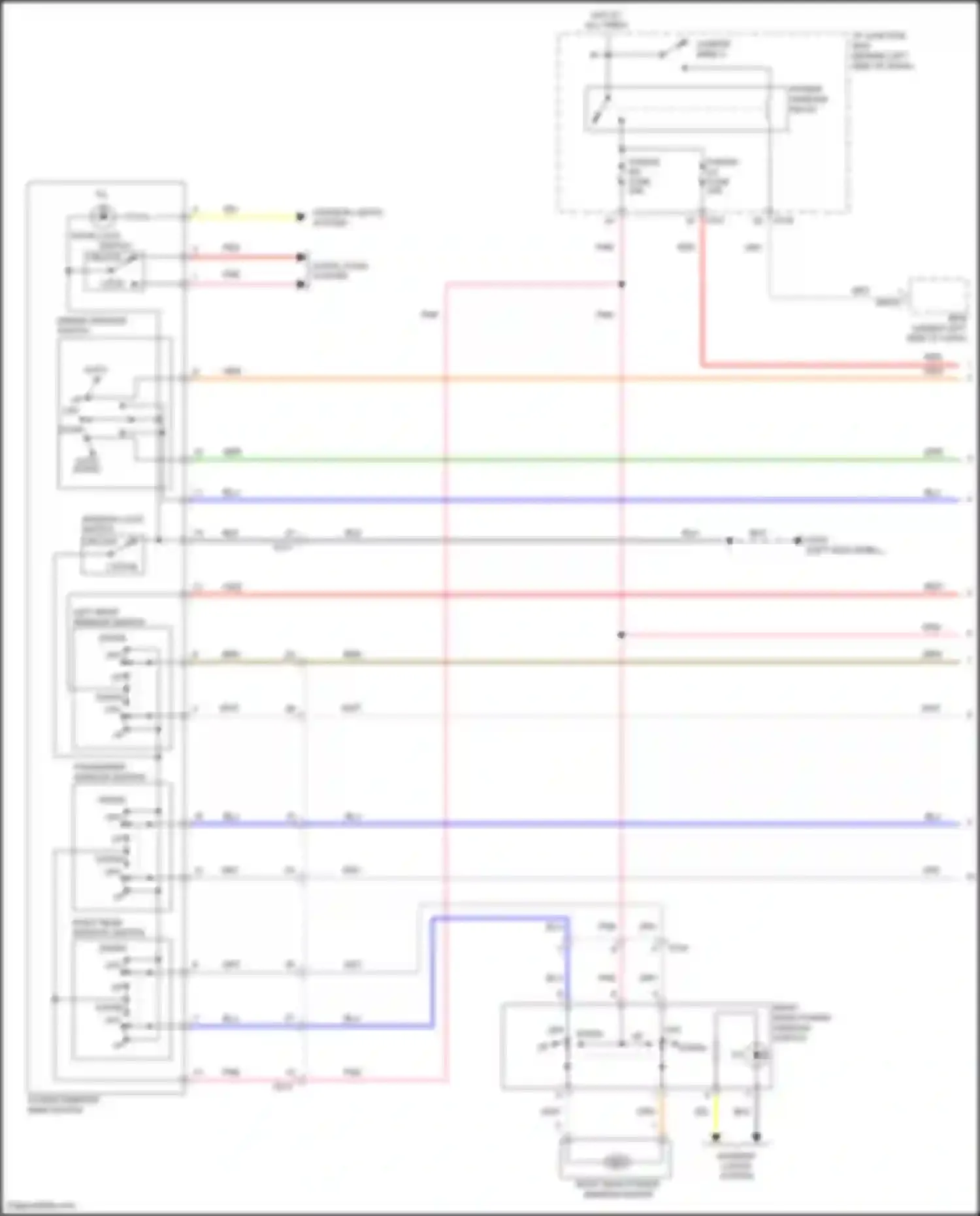 Wiring diagram right rear window switch for Kia Rio III (2011-2015) (1 of 4)
