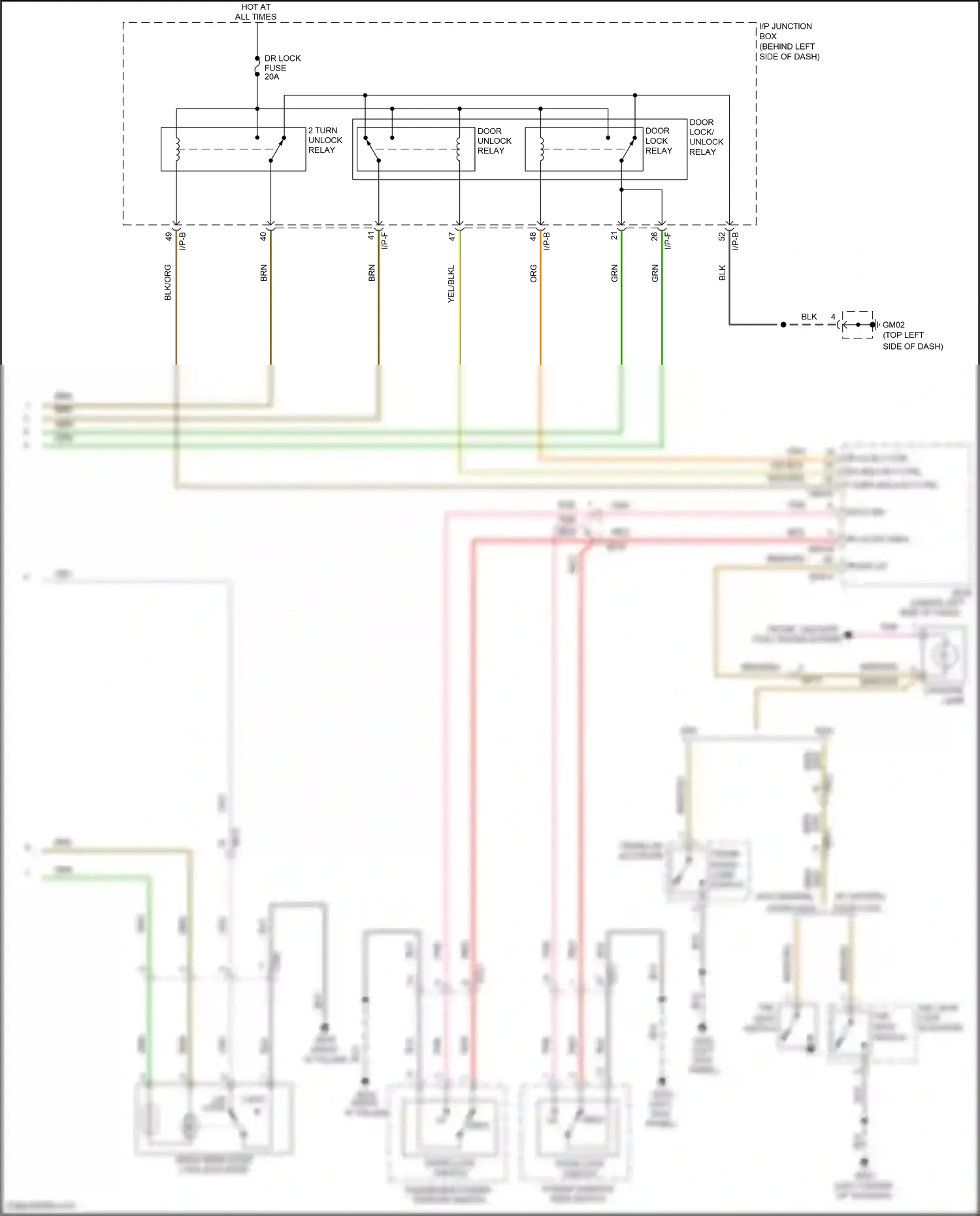 Wiring diagram trunk, tailgate, fuel doors system for Kia Rio III (2011-2015) (3 of 4)