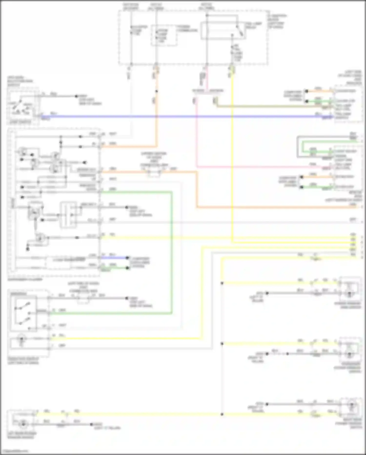 Wiring diagram left rear power window switch for Kia Rio IV facelift (2020-2024) (2 of 4)