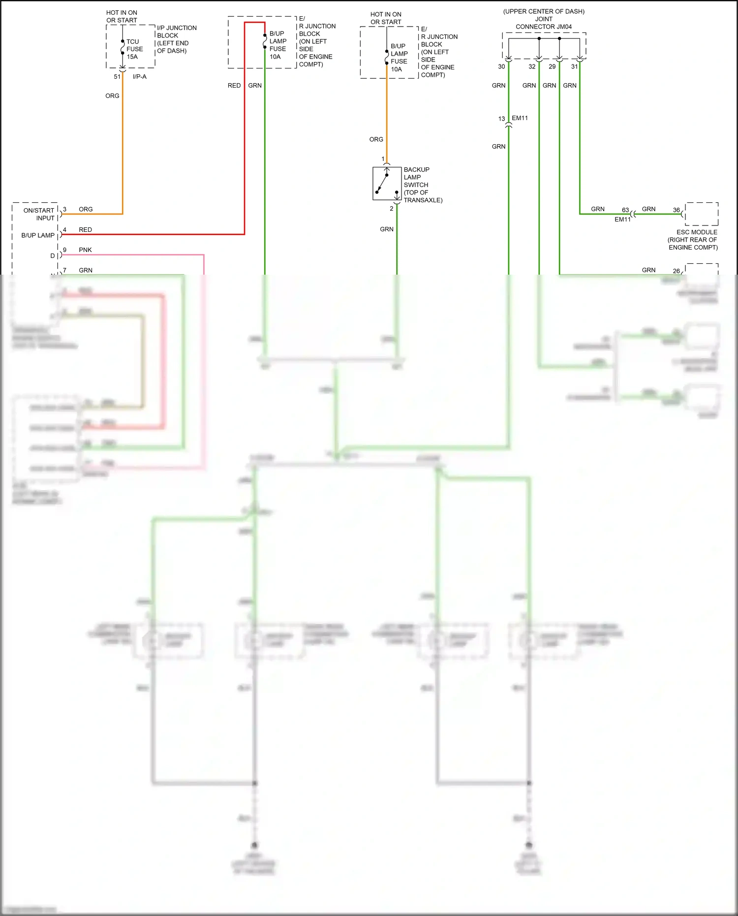 Kia Rio IV (2017-2020) backup lamp switch wiring diagram  (1 of 2)