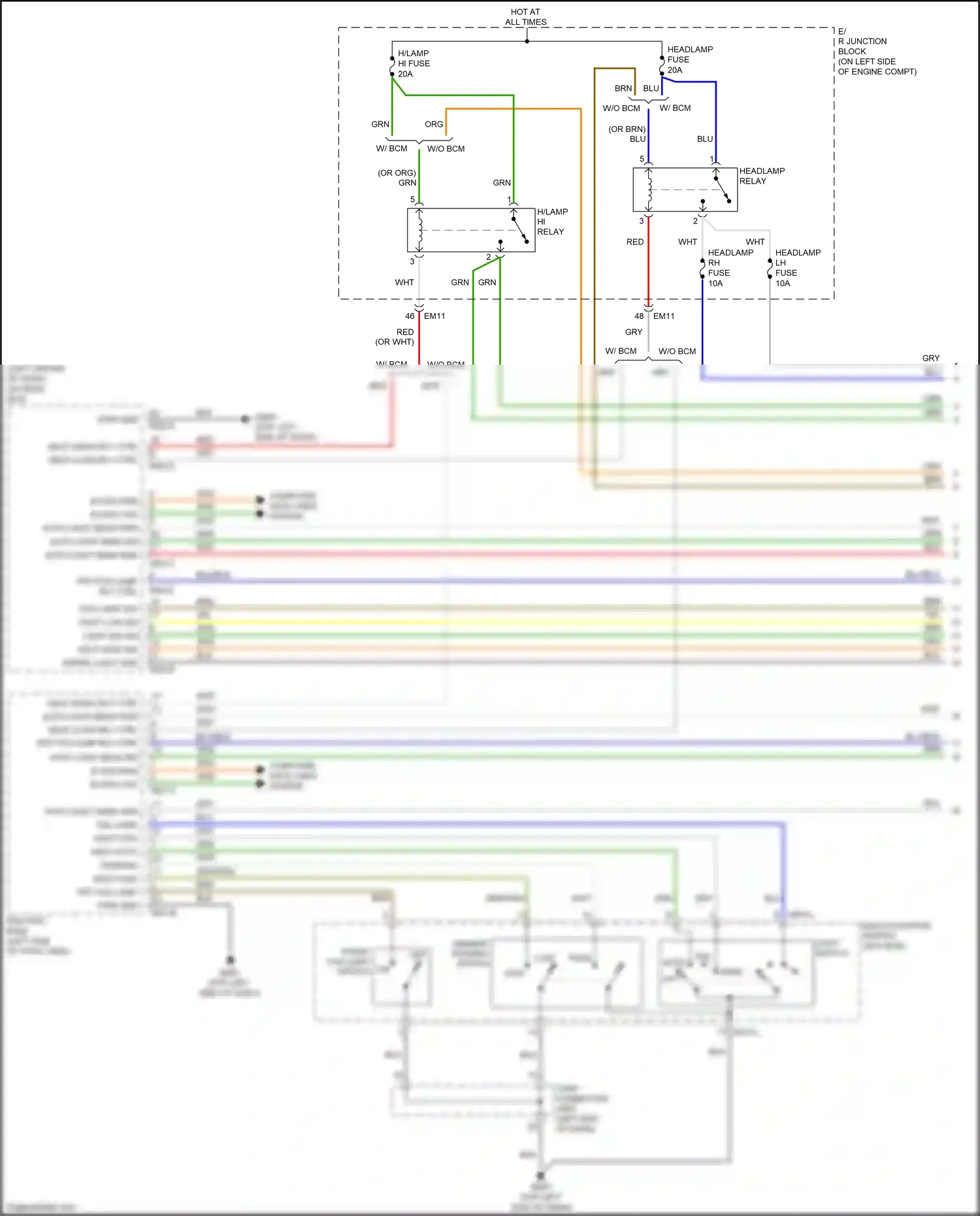 Kia Rio IV (2017-2020) dimmer, passing switch wiring diagram  (2 of 2)