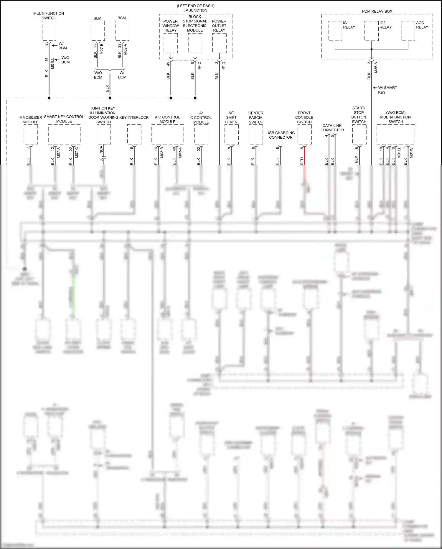 Kia Rio IV (2017-2020) front console switch wiring diagram  (1 of 4)