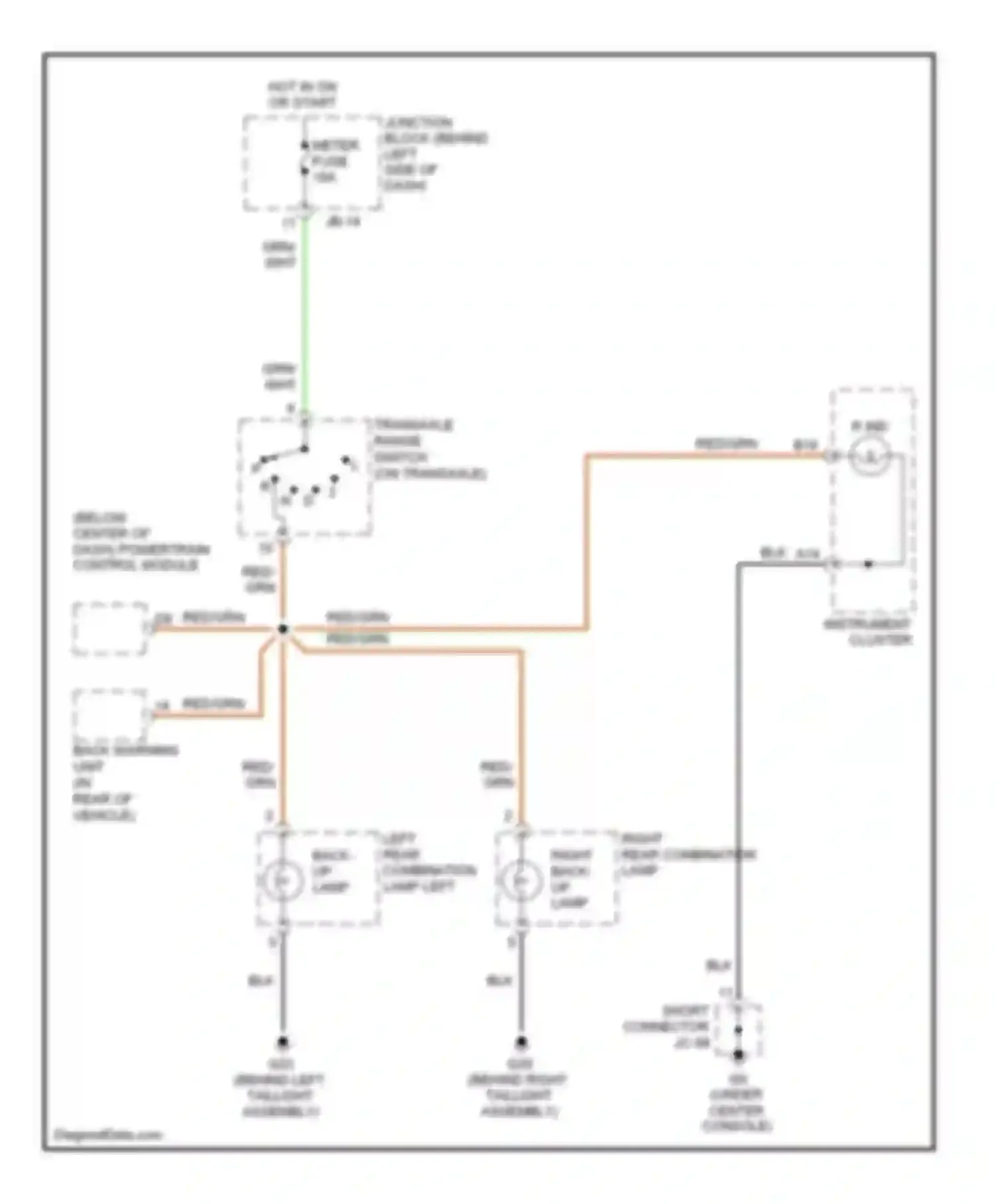 Wiring diagram left rear combination lamp left back-up lamp for Kia Sedona I (1998-2006)