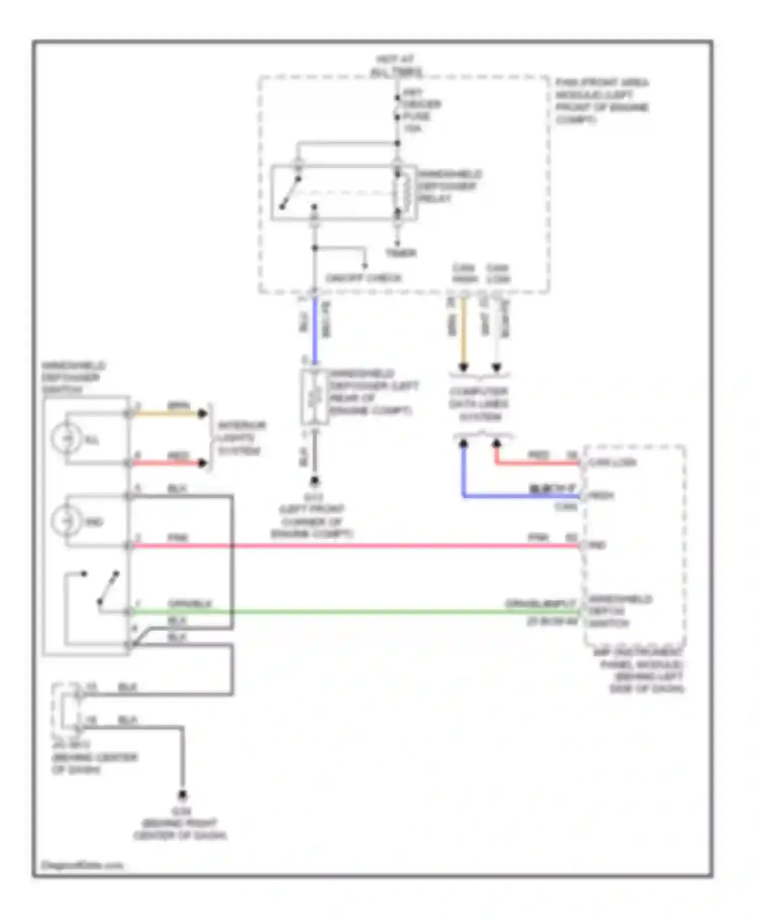 Sedona Kia II (2005-2010): Heated windshield circuit