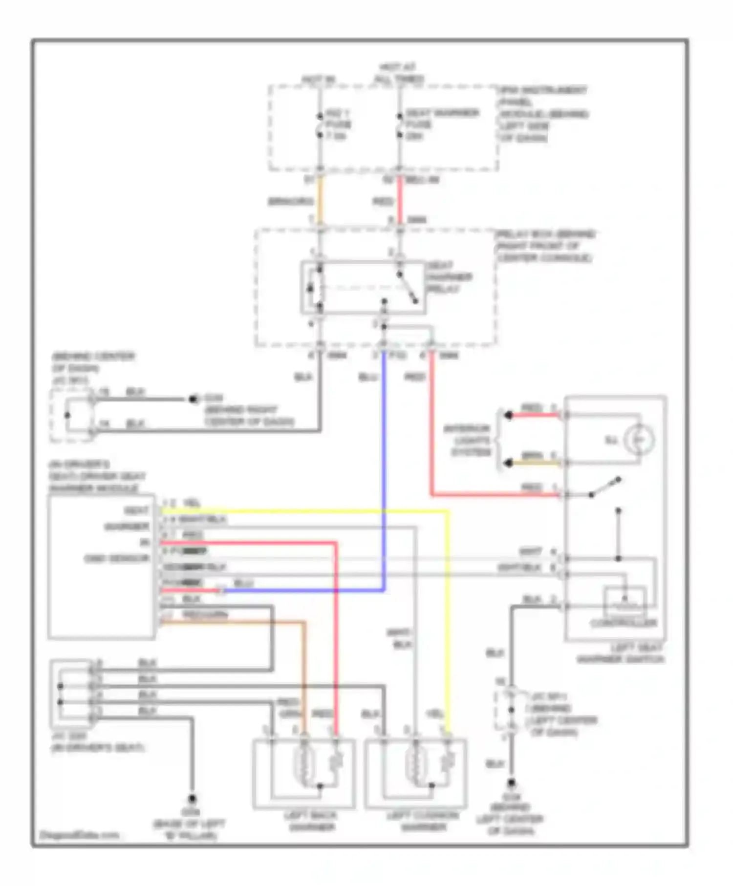 Sedona Kia II (2005-2010): Driver heated seat circuit