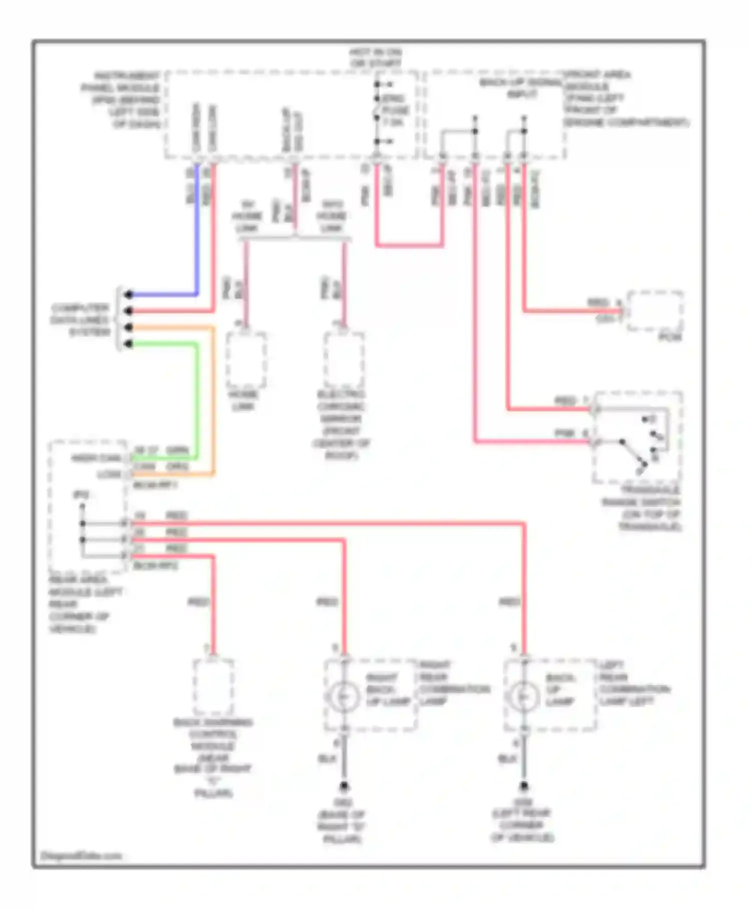 Wiring diagram right rear combination lamp right back- up lamp for Kia Sedona II (2005-2010)