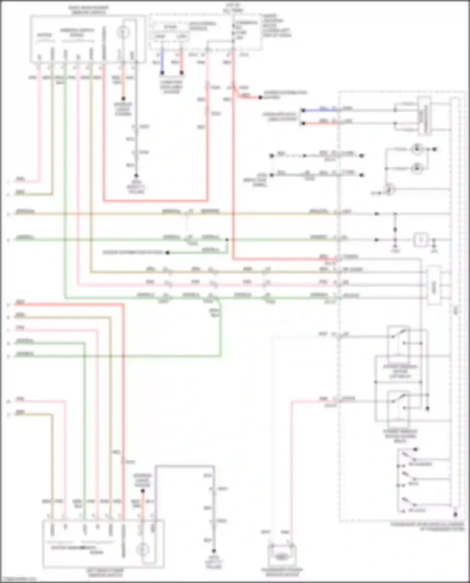 Wiring diagram passenger power window motor for Kia Sedona III (2014-2020) (1 of 2)