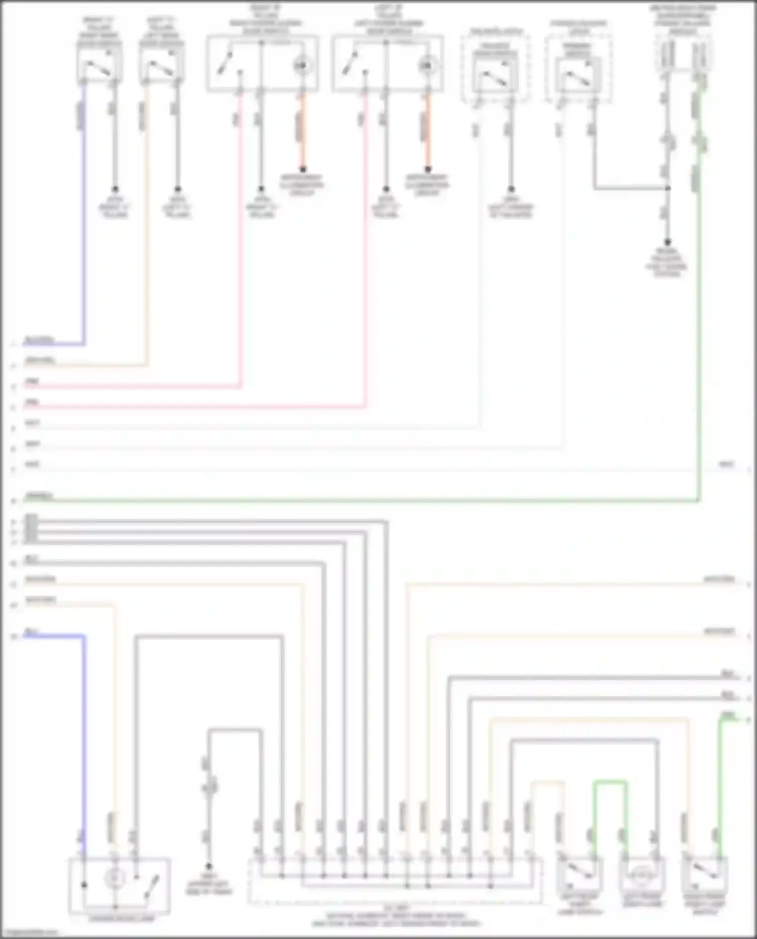 Wiring diagram right power sliding door switch for Kia Sedona III (2014-2020) (1 of 6)