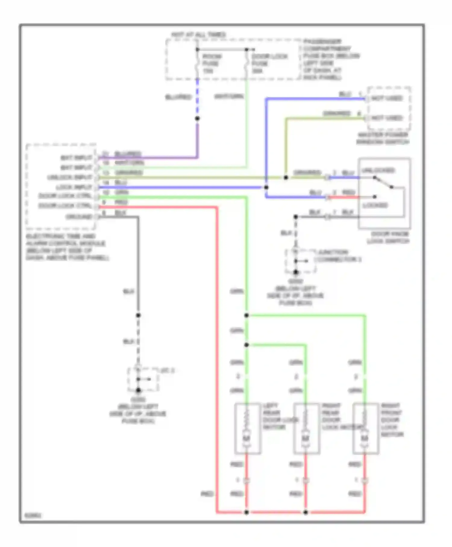 Sephia Kia I facelift (1994-1998): Power door lock circuit