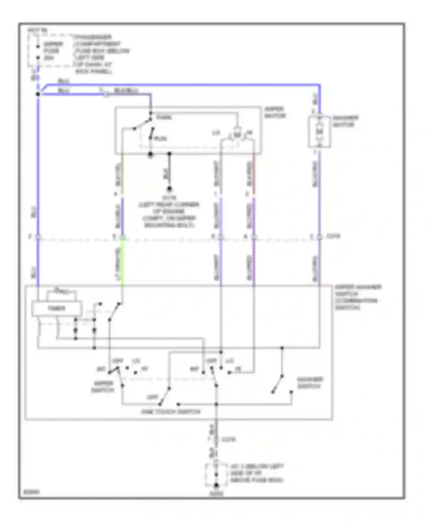 Sephia Kia I facelift (1994-1998): Wiper/washer circuit