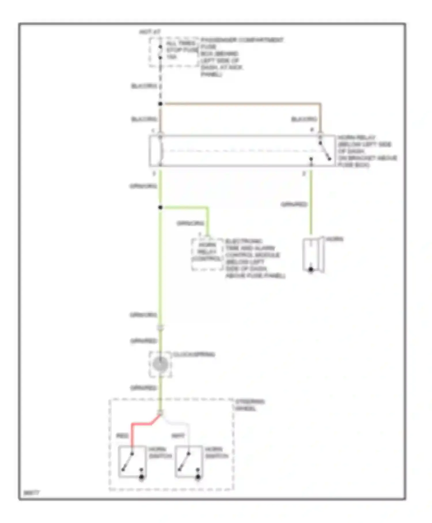 Wiring diagram grn/org for Kia Sephia I facelift (1994-1998) (6 of 9)