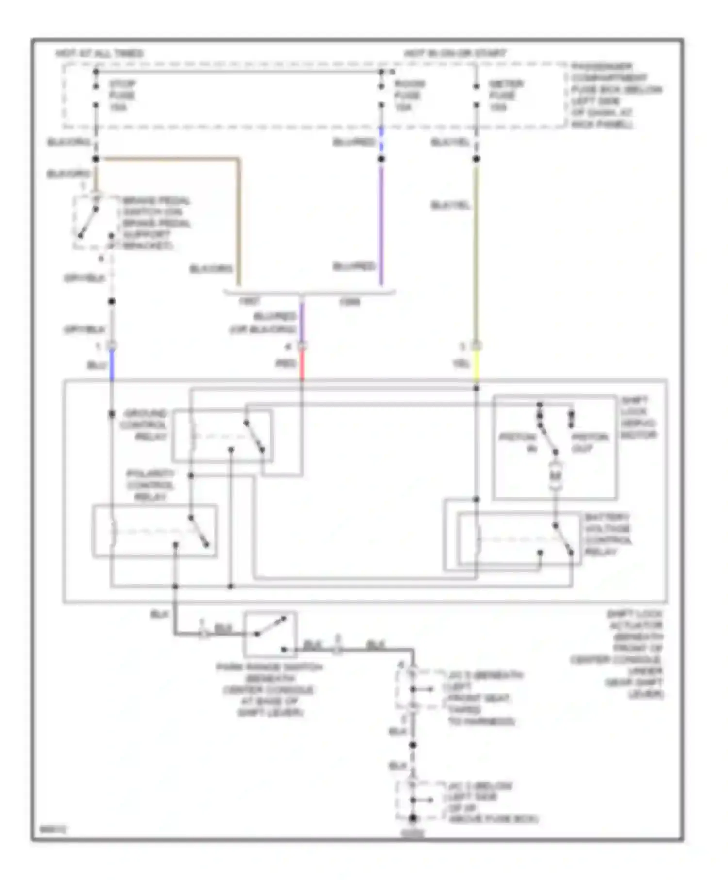 Wiring diagram hot in on or start for Kia Sephia I facelift (1994-1998) (10 of 11)