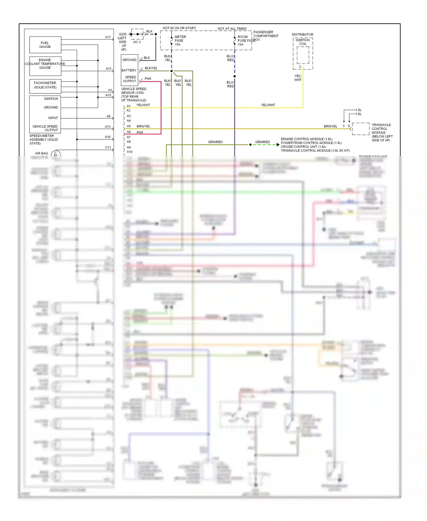 Kia Sephia I facelift (1994-1998) tachometer (solid state) wiring diagram  (1 of 1)