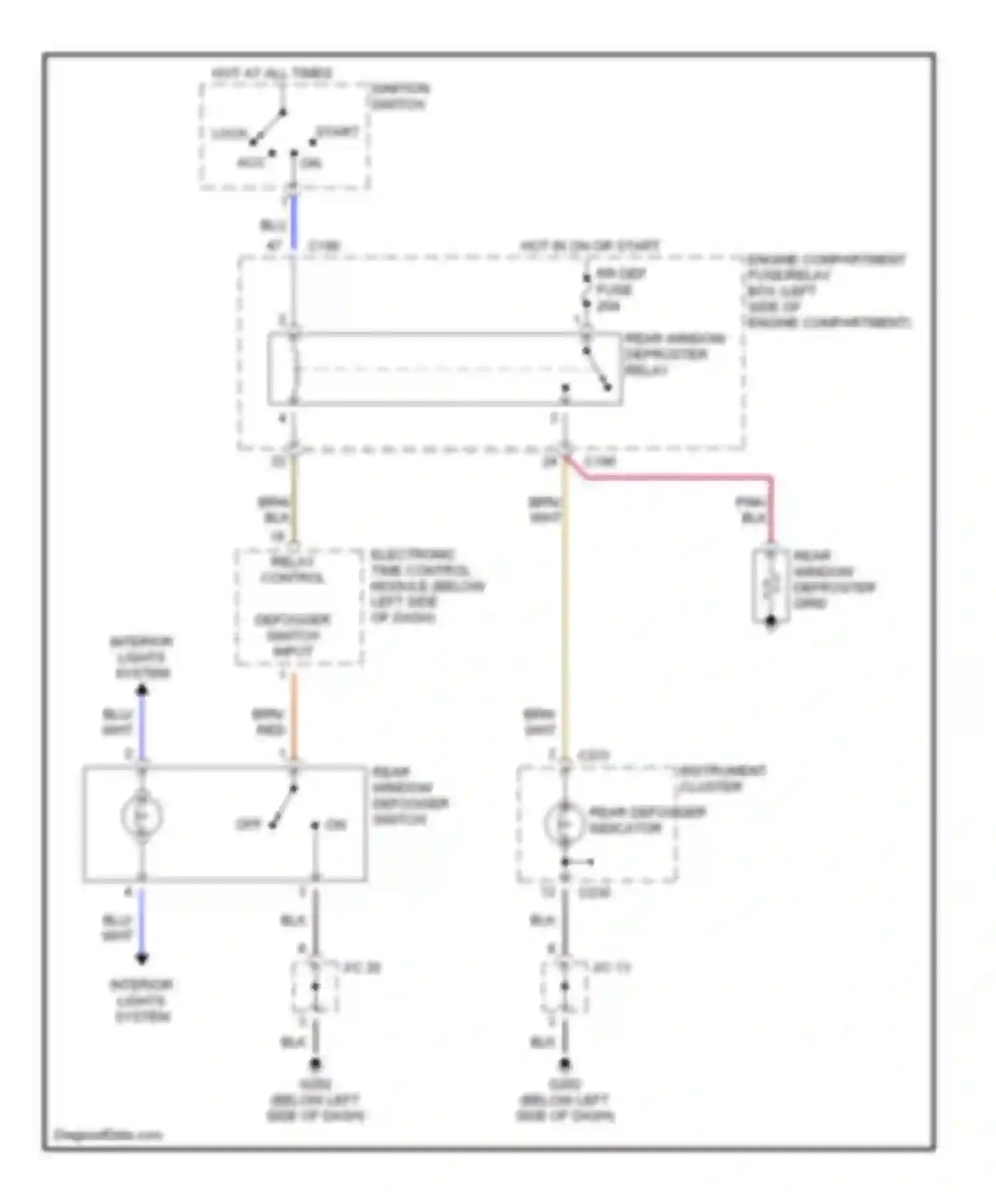 Sephia Kia II (1997-2001): Defogger circuit