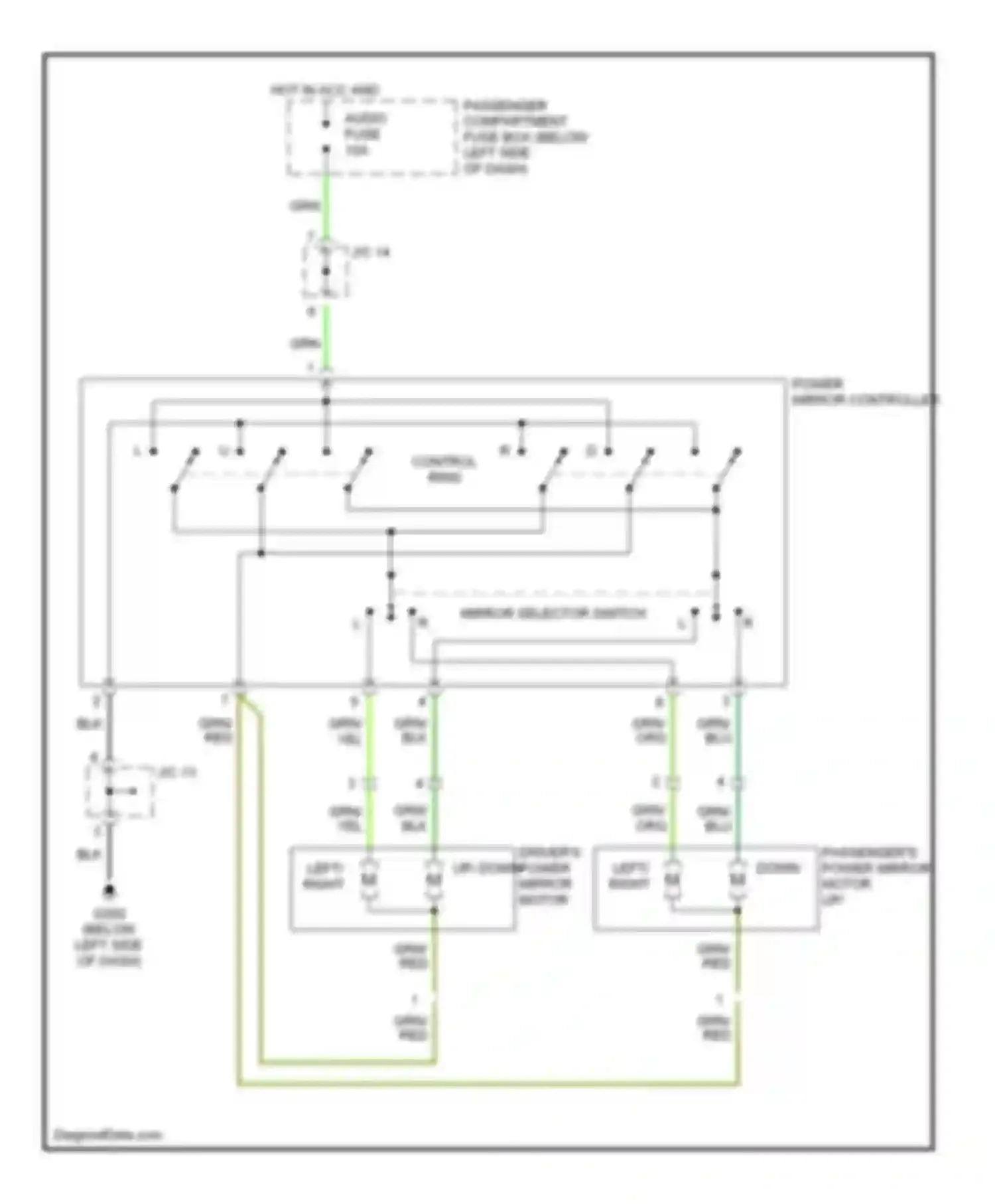 Sephia Kia II (1997-2001): Power mirror circuit