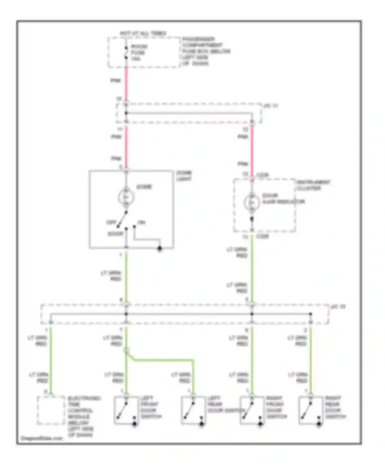 Wiring diagram left front door switch for Kia Sephia II (1997-2001) (1 of 2)