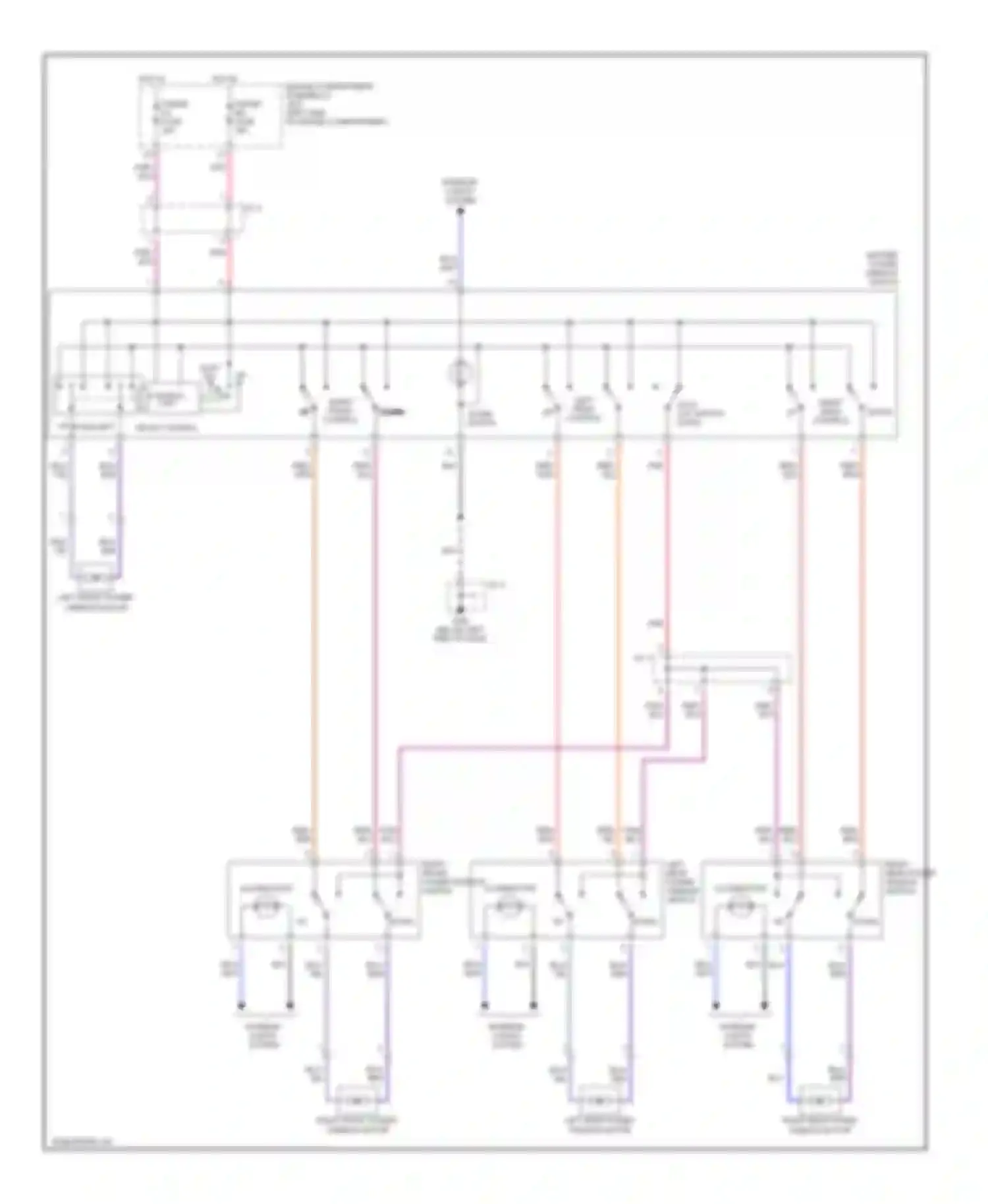 Wiring diagram left rear power window switch for Kia Sephia II (1997-2001) (3 of 3)