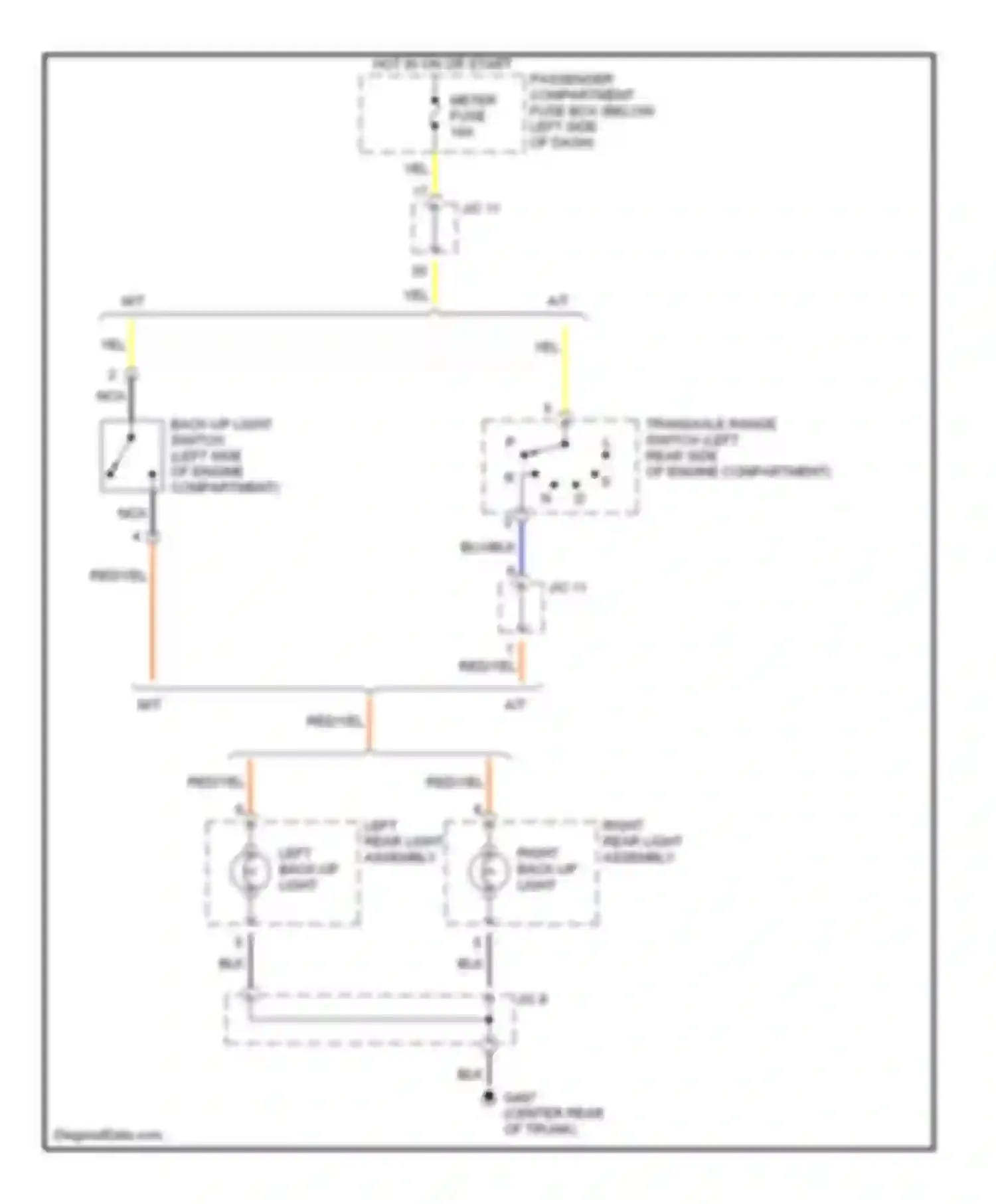 Wiring diagram right back-up light for Kia Sephia II (1997-2001) (1 of 1)
