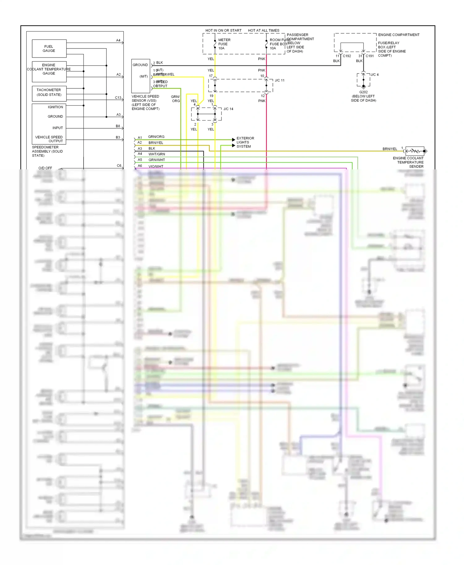 Kia Sephia II (1997-2001) transaxle control module (left kick panel) wiring diagram  (1 of 1)